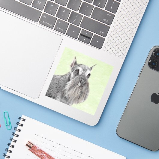 Schnauzer (Giant, Standard) Schnauzer - Dog Art Sticker (Laptop met iPhone)