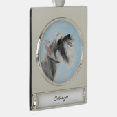 Schnauzer (Giant, Standard) Schnauzer schilderen - Verzilverd Banner Ornament (Rechts)