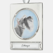 Schnauzer (Giant, Standard) Schnauzer schilderen - Verzilverd Banner Ornament (Links)