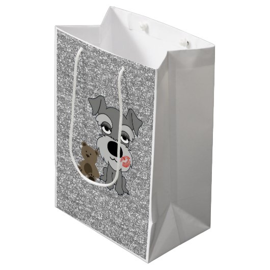 Schnauzer Gift Bag Medium Cadeauzakje (Voorkant Gekanteld)