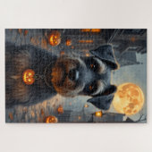 Schnauzer gotische Halloween-portretkunst Legpuzzel (Horizontaal)