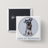 Schnauzer Granddog Vierkante Button 5,1 Cm (Voorkant /achterkant)