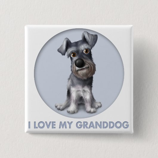 Schnauzer Granddog Vierkante Button 5,1 Cm (Voorkant)