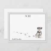 Schnauzer Gray Border Monogram Gepersonaliseerd Notitiekaartje (Voorkant / Achterkant)