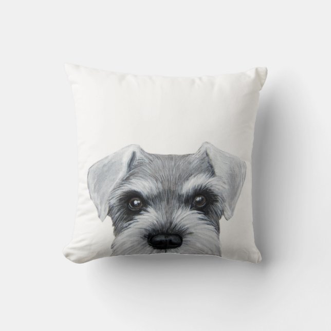 Schnauzer Grey en white, originele schilderdruk Kussen (Voorkant)