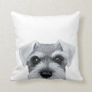 Schnauzer Grey en white, originele schilderdruk Kussen