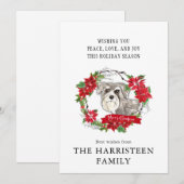 Schnauzer grijs Waterverf Poinsettia Kerst Feestdagenkaart (Voorkant / Achterkant)