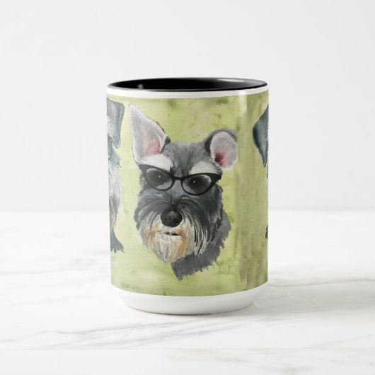 Schnauzer Groovy Glasses Coffee Mok (Midden)