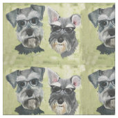 Schnauzer Groovy Glasses Combed Cotton Fabric Stof (Close Up)
