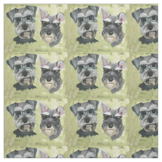 Schnauzer Groovy Glasses Combed Cotton Fabric Stof
