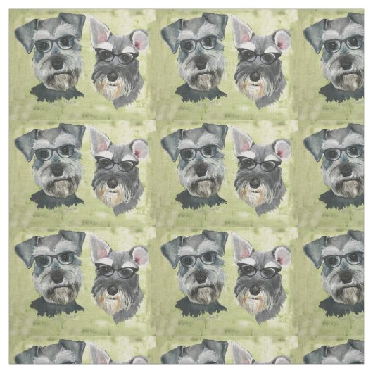 Schnauzer Groovy Glasses Combed Cotton Fabric Stof (Swatch)