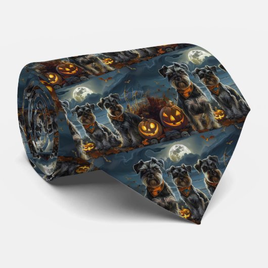 Schnauzer Halloween Spoken  Stropdas (Opgerold)