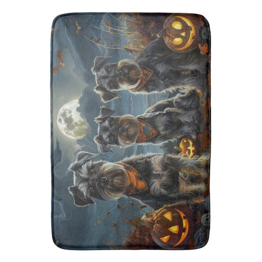 Schnauzer Halloween Spooky Badmat (Voorkant Verticaal)