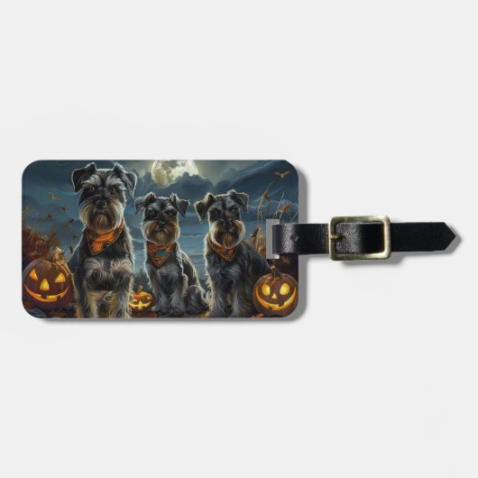 Schnauzer Halloween Spooky Bagagelabel (Voorkant horizontaal)
