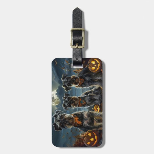 Schnauzer Halloween Spooky Bagagelabel (Voorkant verticaal)