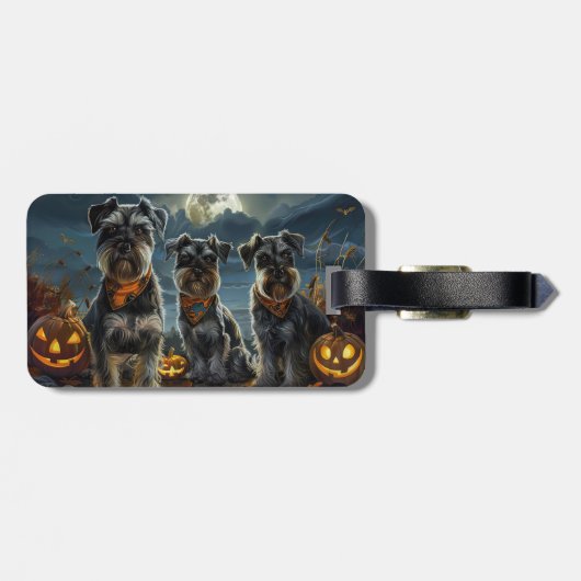 Schnauzer Halloween Spooky Bagagelabel (Achterkant horizontaal)