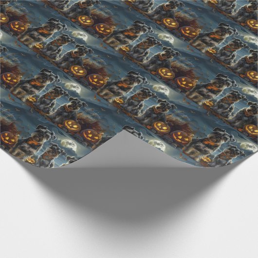 Schnauzer Halloween Spooky Cadeaupapier (Hoek)