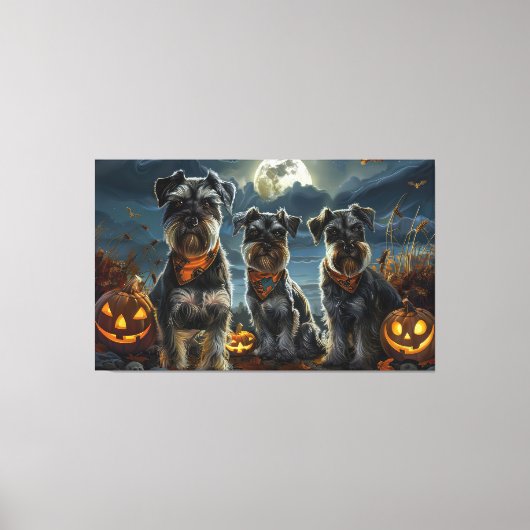 Schnauzer Halloween Spooky Canvas Afdruk (Voorkant)