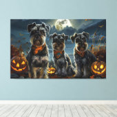 Schnauzer Halloween Spooky Canvas Afdruk (Insitu (Houten vloer))