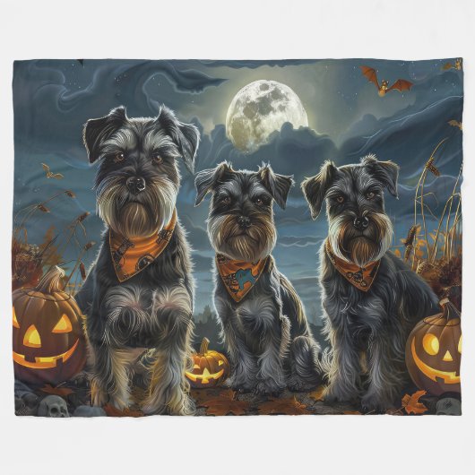 Schnauzer Halloween Spooky Fleece Deken (Voorkant (Horizontaal))