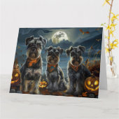 Schnauzer Halloween Spooky Kaart (Gele Bloem)