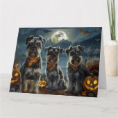 Schnauzer Halloween Spooky Kaart (Voorkant)