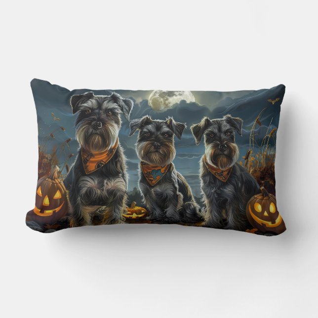 Schnauzer Halloween Spooky Kussen (Voorkant)