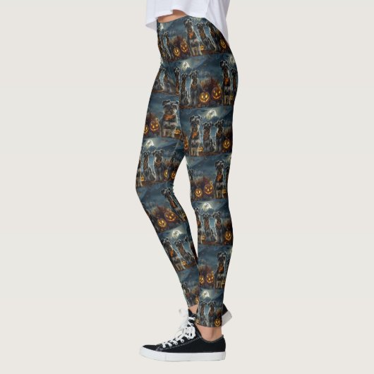 Schnauzer Halloween Spooky Leggings (Links)