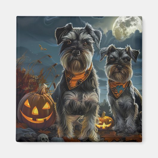 Schnauzer Halloween Spooky Magneet (Voorkant)