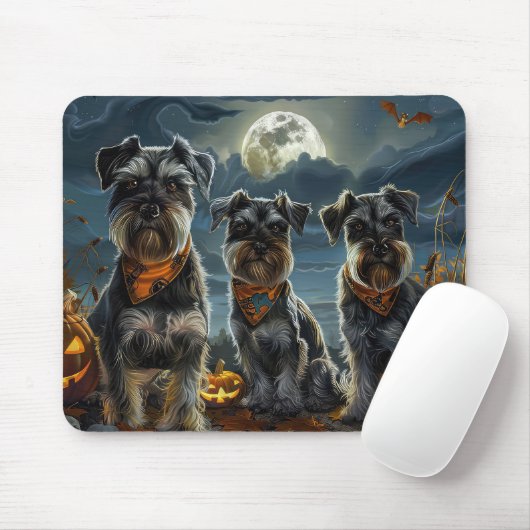 Schnauzer Halloween Spooky Muismat (Met muis)