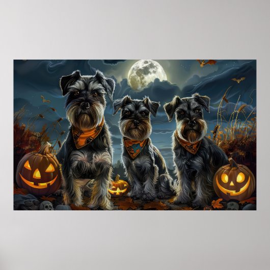 Schnauzer Halloween Spooky Poster (Voorkant)