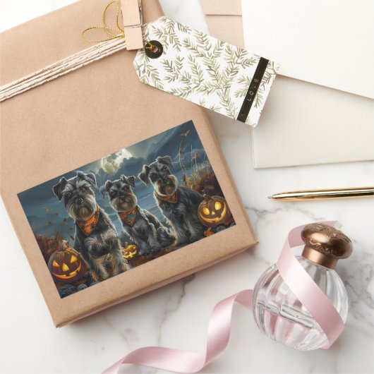 Schnauzer Halloween Spooky Rechthoekige Sticker (Geschenken)