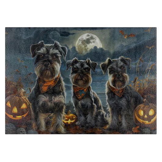 Schnauzer Halloween Spooky Snijplank (Voorkant)