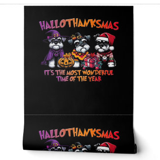 Schnauzer Halloween Thanksgiving Christmas Classic Behang