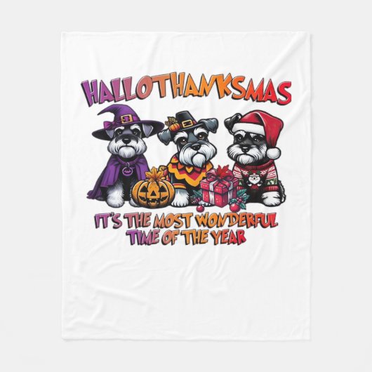 Schnauzer Halloween Thanksgiving Christmas Classic Fleece Deken (Voorkant)