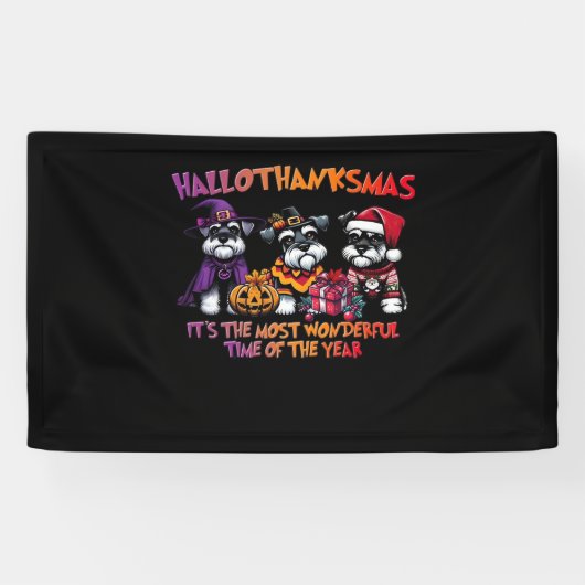 Schnauzer Halloween Thanksgiving Christmas Classic Spandoek (Horizontaal)