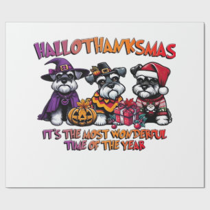 Schnauzer Halloween Thanksgiving Kerstmis Klassiek Cadeaupapier