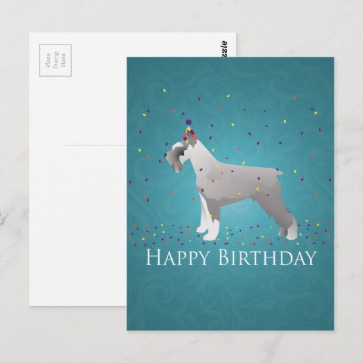 Schnauzer Happy Birthday Design Briefkaart (Voorkant / Achterkant)
