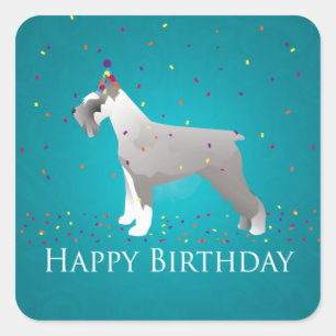 Schnauzer Happy Birthday Design Vierkante Sticker