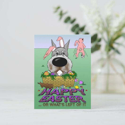 Schnauzer Happy Easter Feestdagenkaart (Staand voorkant)