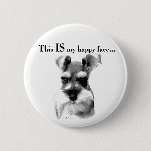 Schnauzer Happy Face Ronde Button 5,7 Cm (Voorkant)