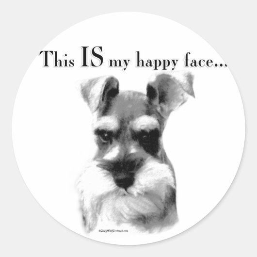 Schnauzer Happy Face Ronde Sticker (Voorkant)