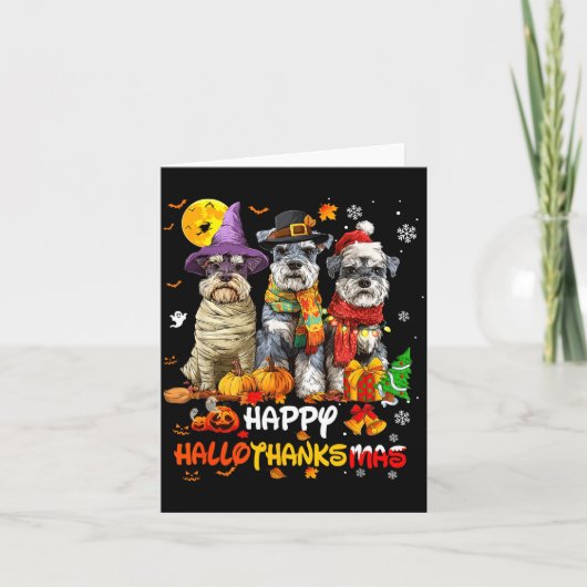Schnauzer Happy Hallothanksmas Dog Lover Christmas Kaart (Voorkant)
