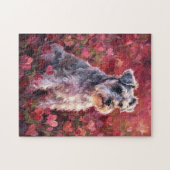 Schnauzer Hartvormige Wilde Bloemen Legpuzzel (Horizontaal)