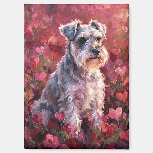 Schnauzer Hartvormige Wilde Bloemen Magneet (Voorkant)