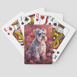 Schnauzer Hartvormige Wilde Bloemen Pokerkaarten