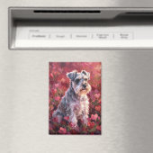 Schnauzer Heart Shaped Wildflowers Magneet (Insitu (Vaatwasser))