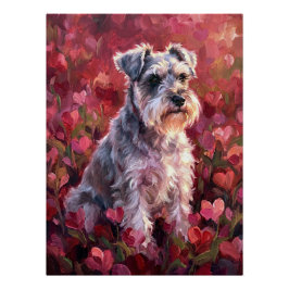Schnauzer Heart Shaped Wildflowers Perfect Poster