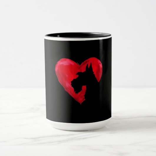 Schnauzer Heart Silhouette Valentijnsdag Dog Love Mok (Midden)