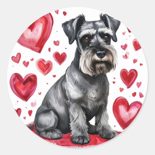 Schnauzer & Hearts Sticker (Voorkant)